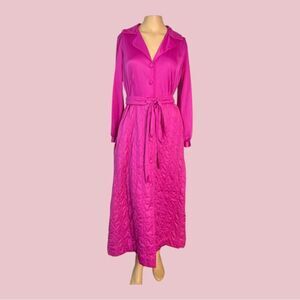 Vintage Keyser Hot Pink Quilted Robe – Size 14